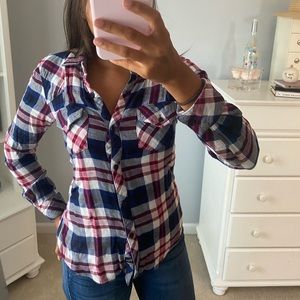Pink Red Navy and White Flannel